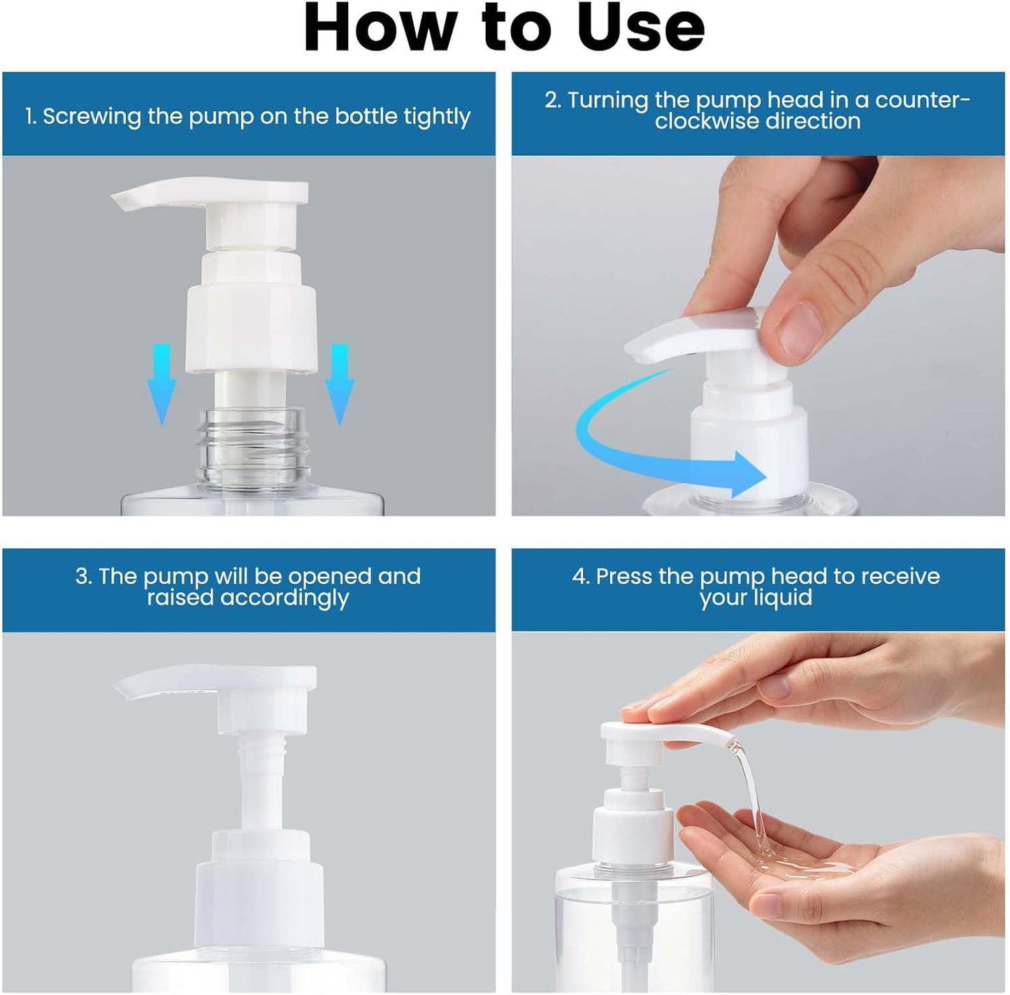 BPA-Free Plastic Pump Bottle Dispenser - Refillable 2-Pack for Shampoo, Lotion & Body Wash | Clear Cylindrical Design