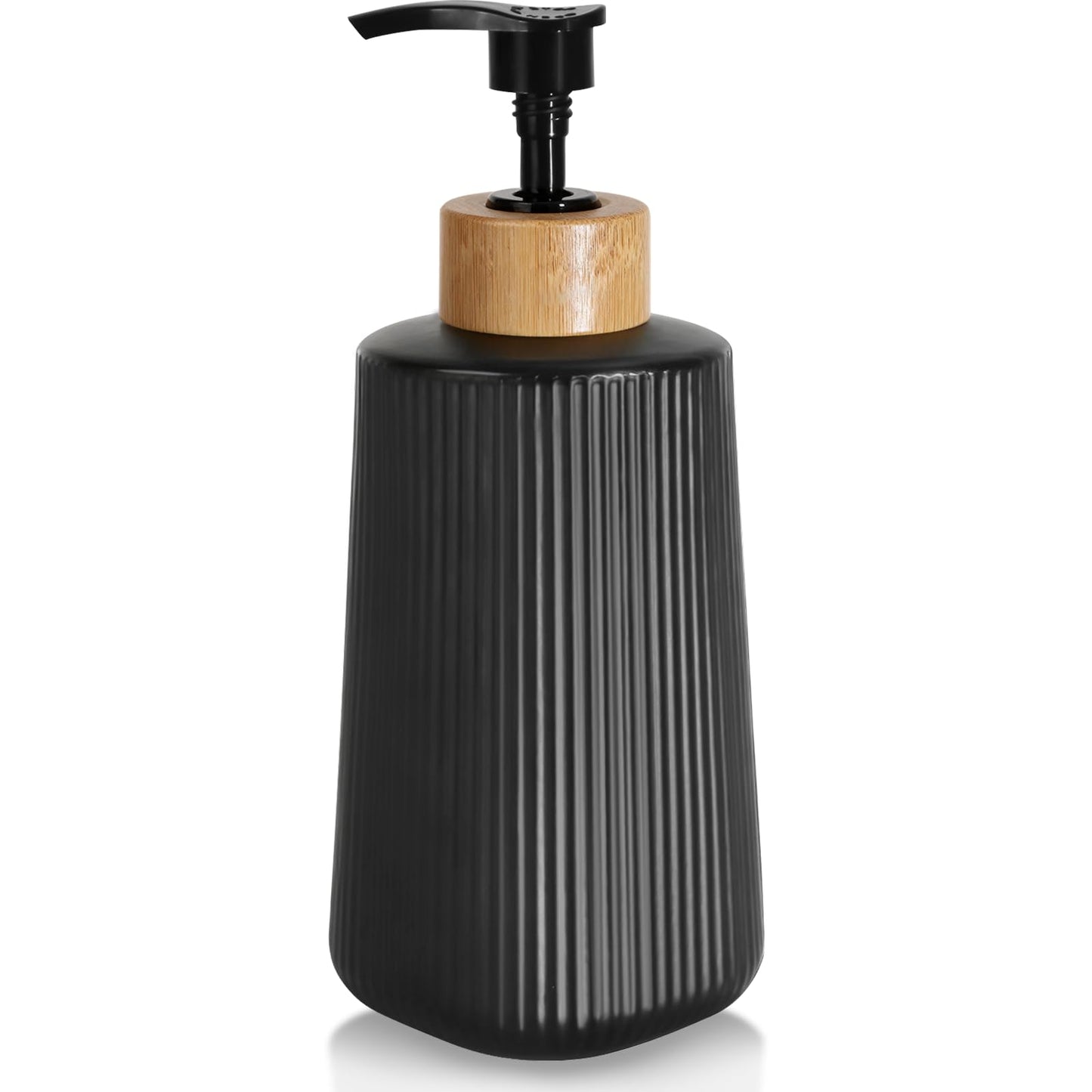 Glass Soap Dispenser, Thickened Glass Hand Soap Dispenser for Bathroom, Kitchen Dish Washing Liquid Bottles, Shampoo and Conditioner Bottles, Modern Farmhouse Style, (Black, Set of 1, 12oz)
