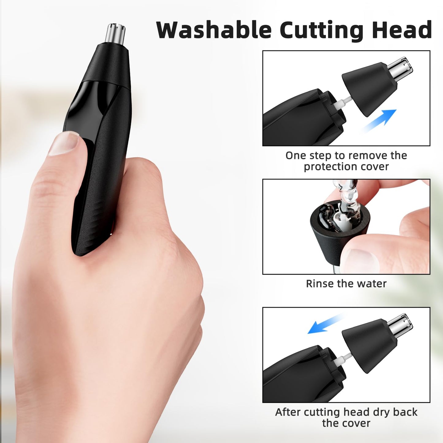 Setonia Nose Hair Trimmers for Men,Rechargeable Eyebrow Trimmer 2 in 1 Painless Multifunctional Ear and Nose Hair Trimmer with Dual Edge Blades Portable Design TE02