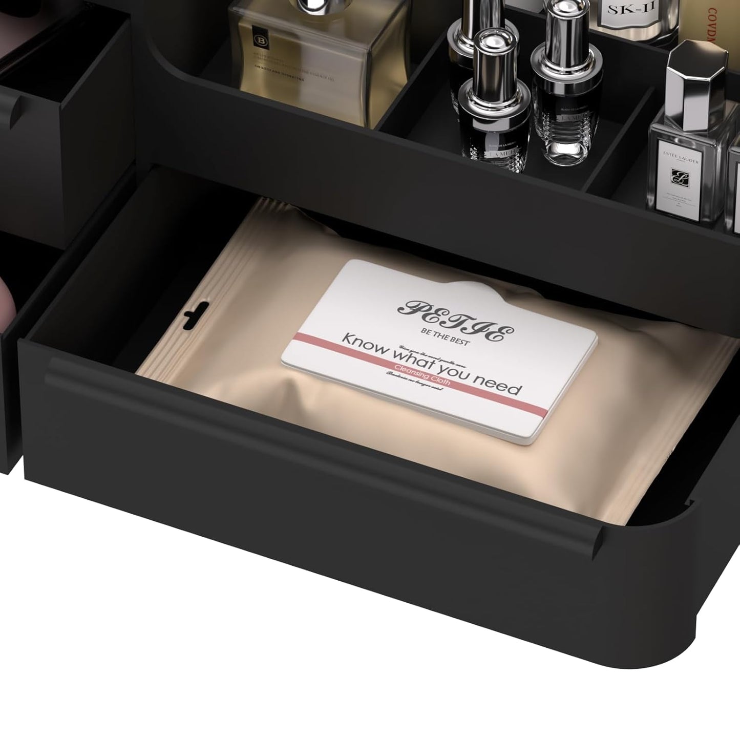 Makeup Organizer with Drawers - Vanity & Bathroom Countertop Storage for Brushes, Lotions, & Cosmetics Display | Stylish Design