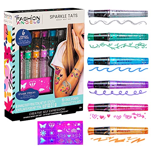 Fashion Angels Sparkle Tats Body Art Set – 6 Washable Tattoo Markers