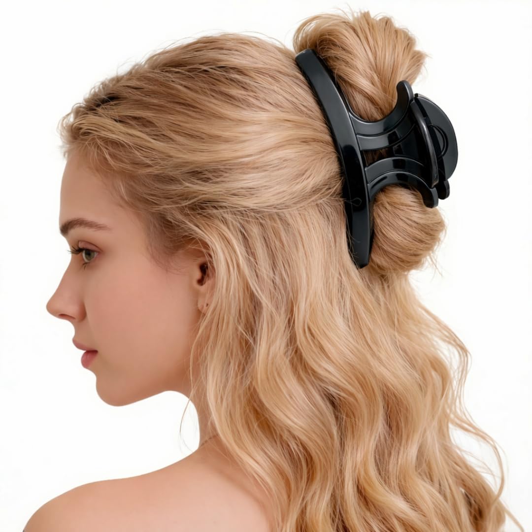 Mchaovau 5 Inch Large Butterfly Hair clip for Women Thick Hair, Cream White