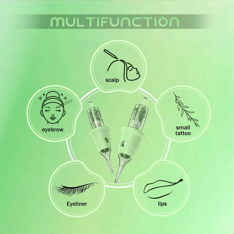 POPUPMU Tattoo Cartridge Needles 1RL 0.35mm #12 Standard Finger Ledge Permanent Makeup Lips Hairstrokes Cartridges Lining Needle for Scalp Micropigmention Rotary Tattoo Gun Kit Supply 1201RL (OMNI V2)