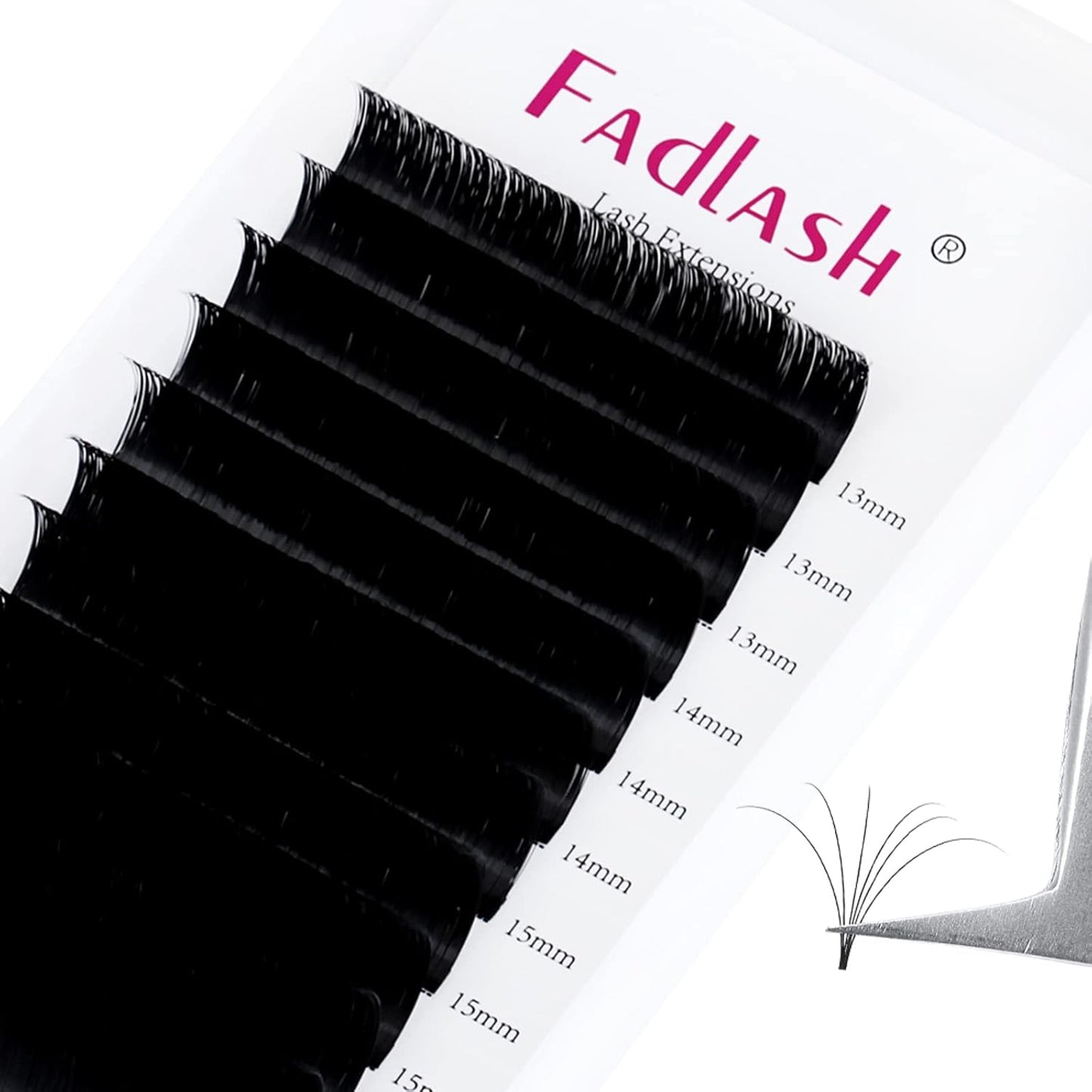 Easy Fan Lash Extensions - D Curl 0.07 Volume Mixed Trays | Soft Individual Lashes 8-14mm