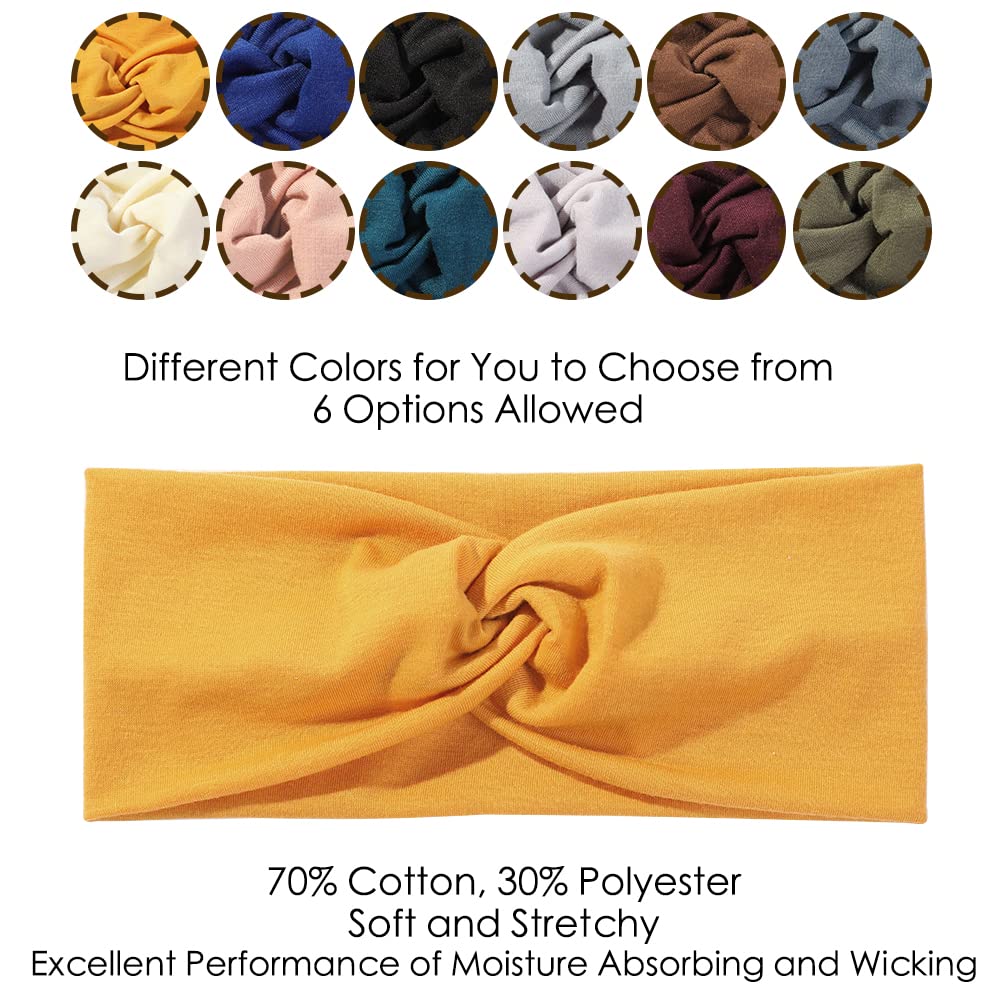 Boho Headbands for Women - 12 Pack Soft Yoga Elastic Hair Bands | Non-Slip Breathable for Workout & Running
