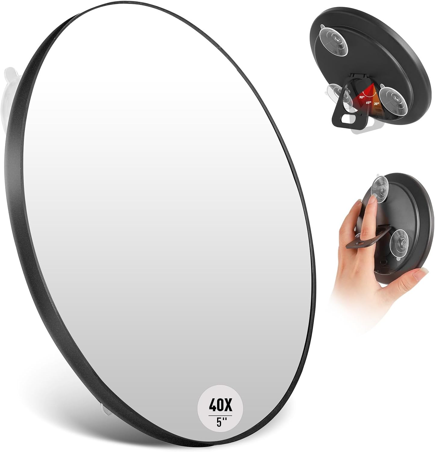 40x Magnifying Makeup Mirror - Compact Travel Vanity Mirror with Suction Cup | Portable Handheld Design
