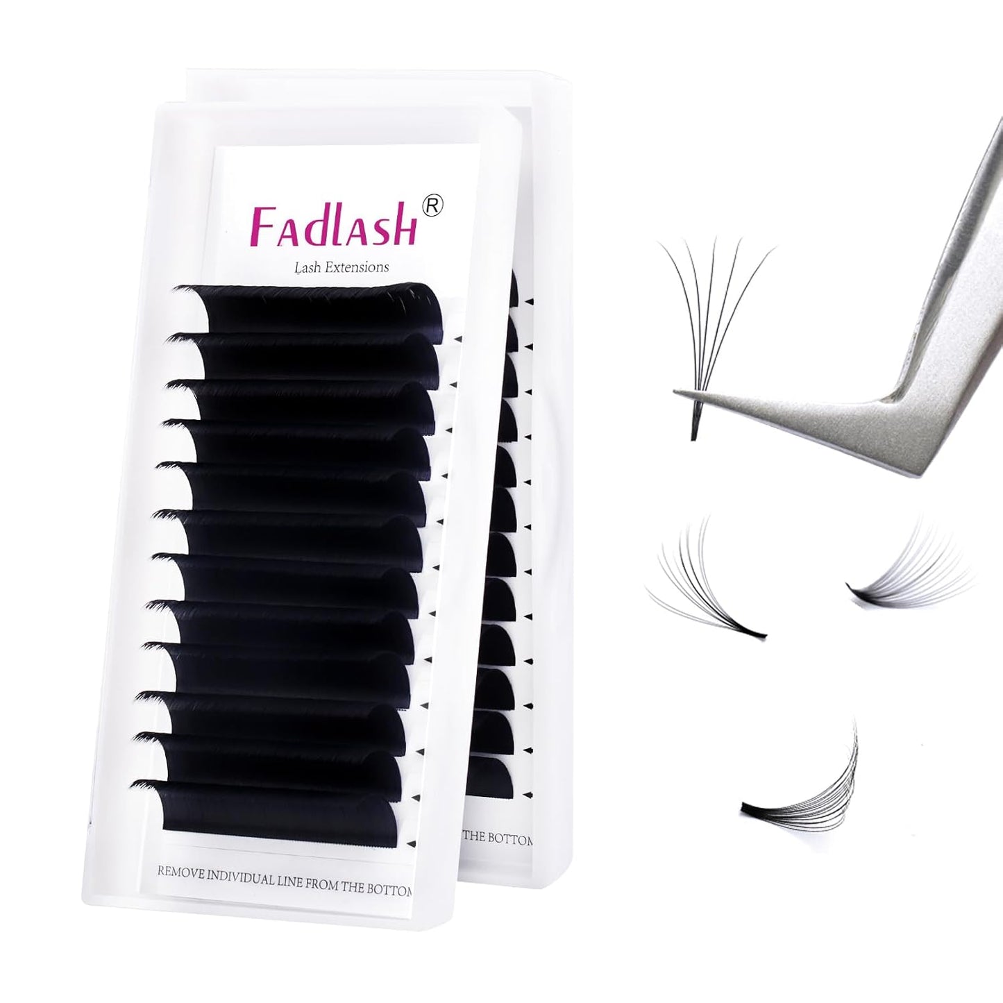 Easy Fan Lash Extensions - D Curl 0.07 Volume Mixed Trays | Soft Individual Lashes 8-14mm