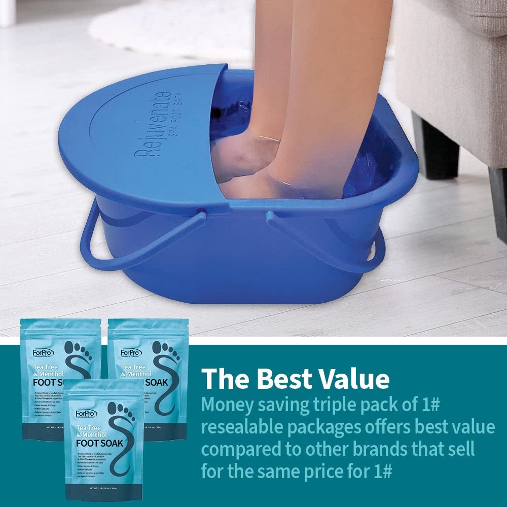 Tea Tree Oil Foot Soak | Epsom Salt & Menthol for Athletes Foot, Odor & Calluses - 3 Pack, 16oz