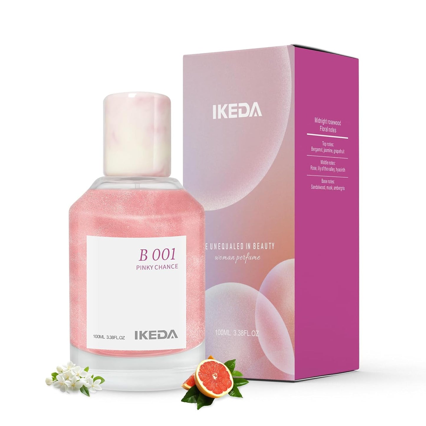 Eau de Parfum for Women - Long Lasting Jasmine, Rose & Sandalwood Fragrance | 100ml Mini Bottle Gift (Pink)