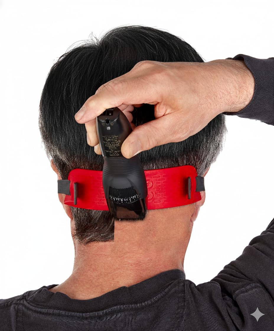 Quality Time Neck Hair Guide SuPremium, the Original Neckline Template for Shaving and Keeping a Straight or Curved Neck Hairline; a Line Up Stencil/Guard for Neckline, Do-it-Yourself Made in USA