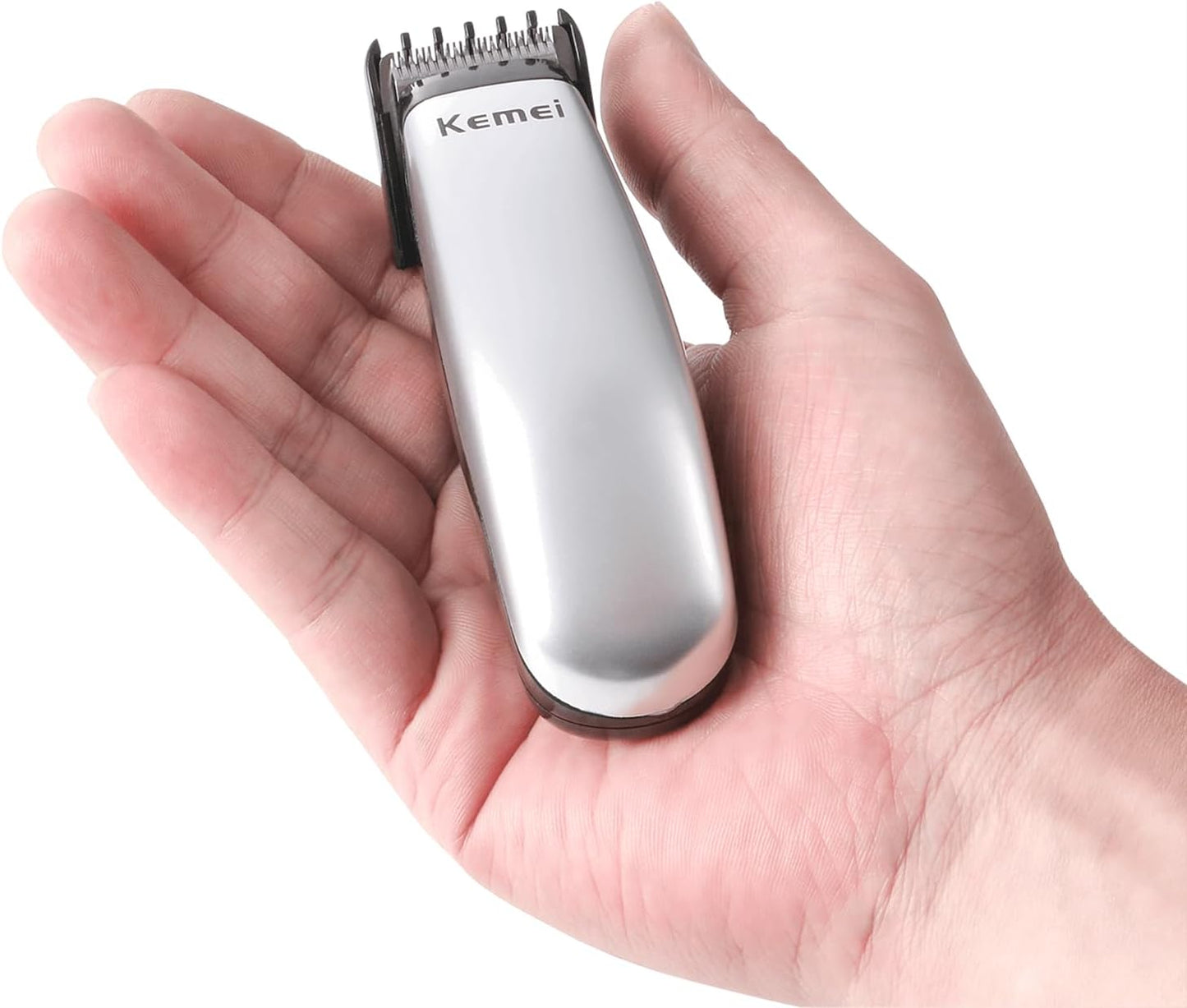 KEMEI Mini Hair Trimmer - Portable Cordless Clipper for Men & Women | Precision Shaving Tool, Silver