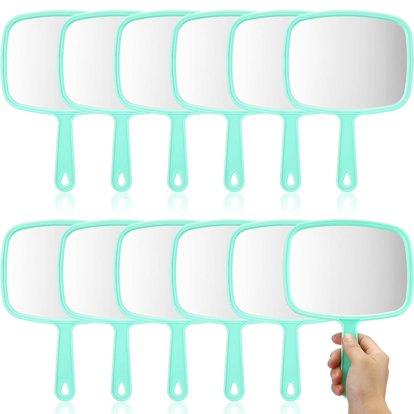 12 Pcs Handheld Makeup Mirrors - Portable Beauty Mirrors for Home, Salon & Travel | 6.69 x 9.45 Inch (Rose Red)