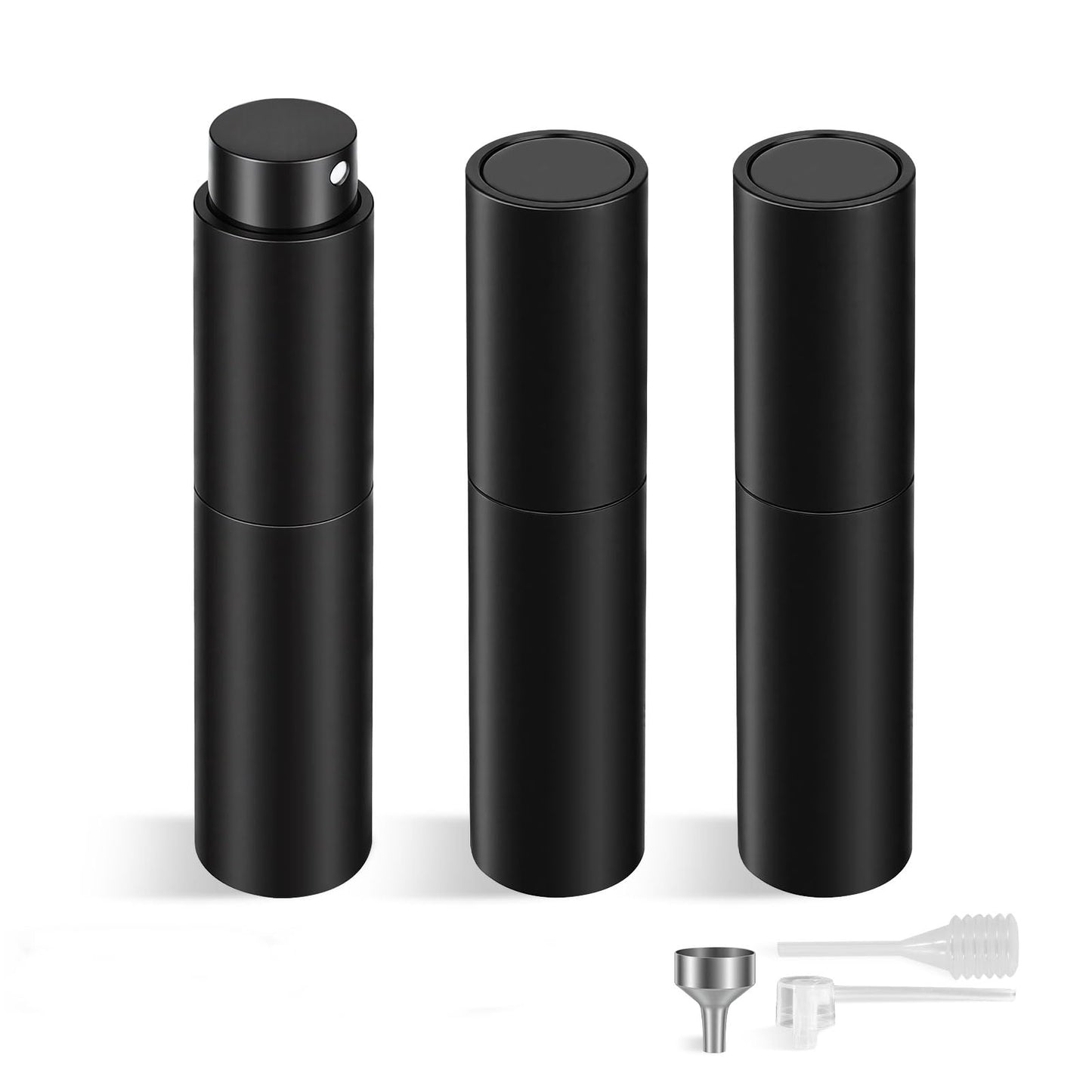 Sonfon 10ml Refillable Travel Perfume Spray Bottle - Portable Cologne Atomizer with 3 Transfer Tools, Leak-Proof - Travel Essentials for Men & Women, Matte Black