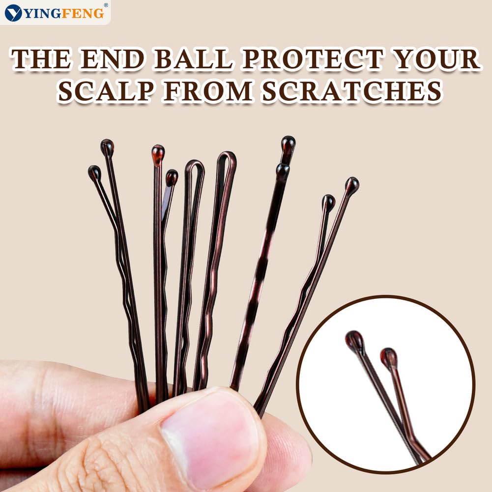 Bobby Pins - 330 Count Brown Hair Pins in Cute Box | Premium 2.2 Inch for Kids, Girls & Women