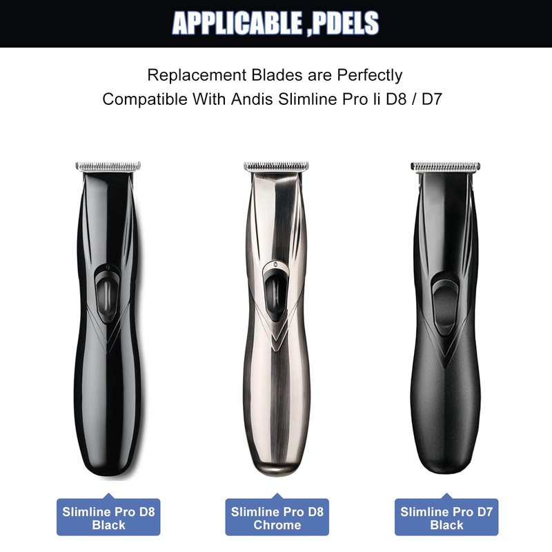 ZZYZSFUS Replacement T-Blade Set for D7/D8 Steel Blade, Compatible with Slimline Pro Li D7/D8 Hair Clipper Trimmer (Silver)