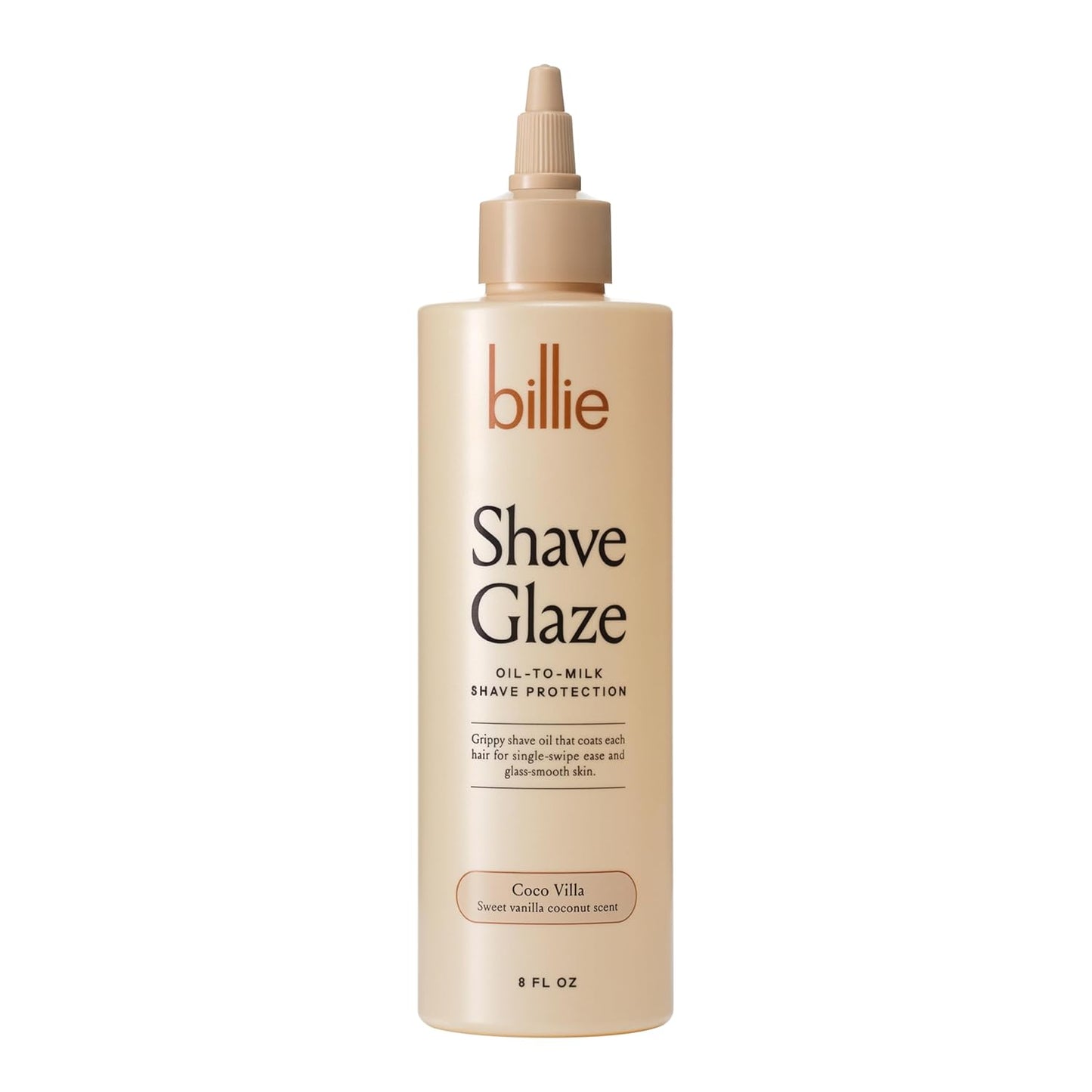 Billie Shave Glaze - Shaving Oil for Smooth Skin - Oil-to-Milk Protection | Coco Villa Scent - 8oz