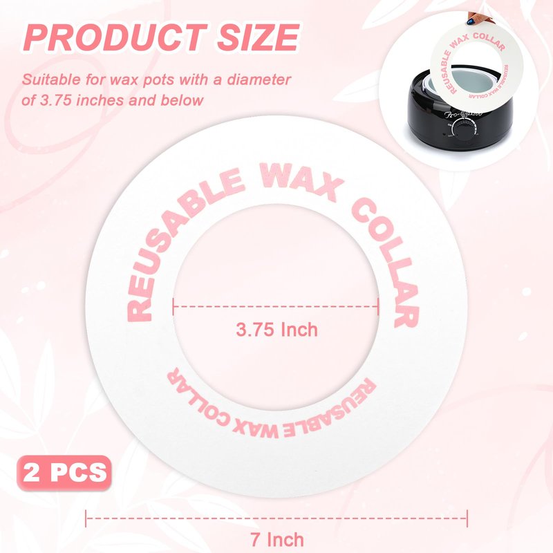 2 PCS Reusable Silicone Wax Collars Fits Most 14 Oz Wax Pot Liner Collar Clean Collars for Wax Warmer Waxing Protection Collars for Esthetician Hair Removal Women Wax Supplies(White)