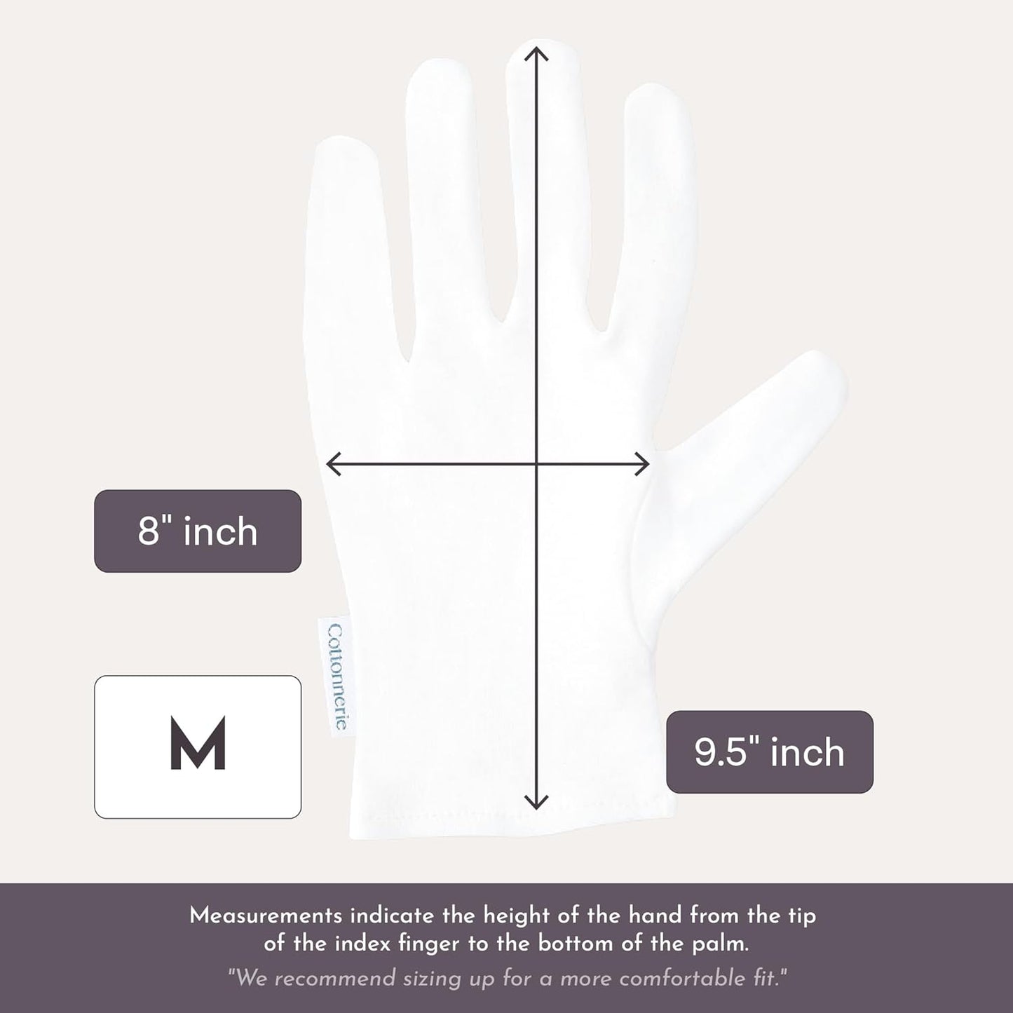 Cotton Moisturizing Gloves for Dry Hands - 4 Pairs Overnight Hand Care | Medium Size