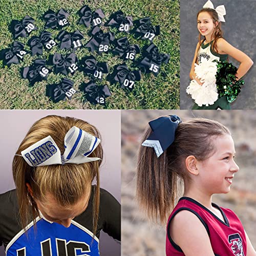 Blue Cheer Hair Bows with Ponytail Holders - 8 Inch, 18 Pack, Caenagrion
