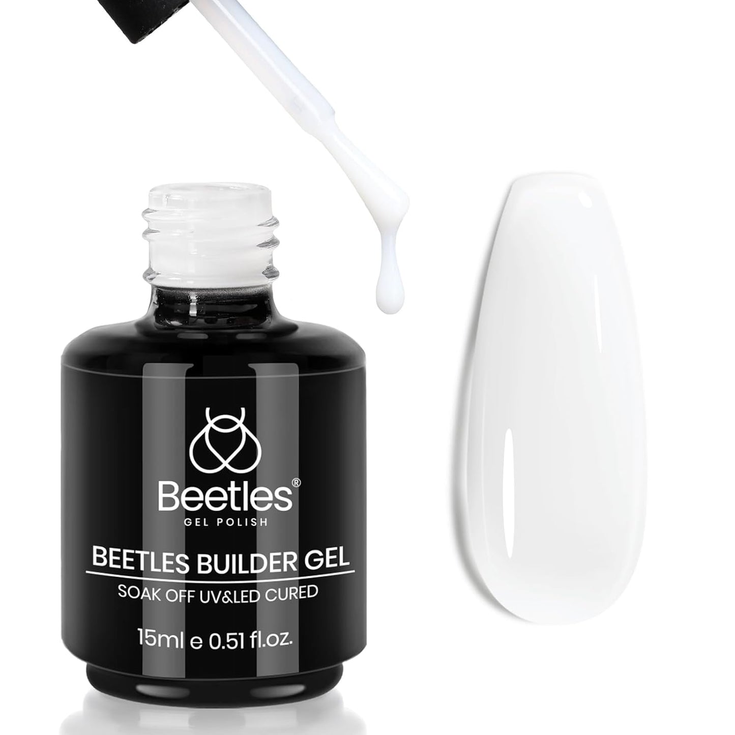 Beetles Builder Gel - 0.5oz Jelly Pink Nail Building Gel | HEMA & TPO Free, 7-in-1 Strengthening Formula for DIY Nail Art
