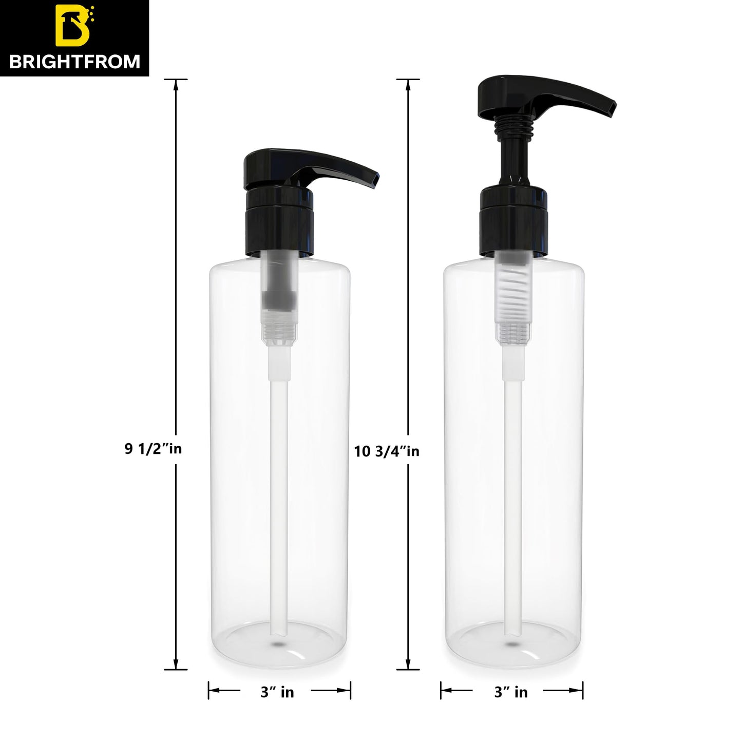 BRIGHTFROM Empty Shampoo Pump Bottle, 32 OZ / 1 Liter, BPA-Free Cylinder Containers, Household & Commercial Use, Black Pump - Leak Proof