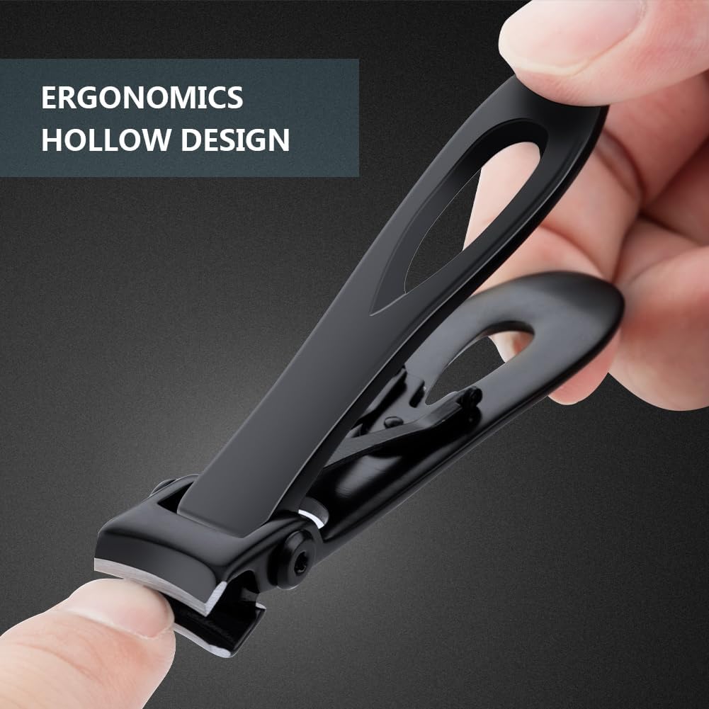 Big Toenail Clippers - Stainless Steel Wide Jaw Nail Clippers for Thick Nails | 15mm Black
