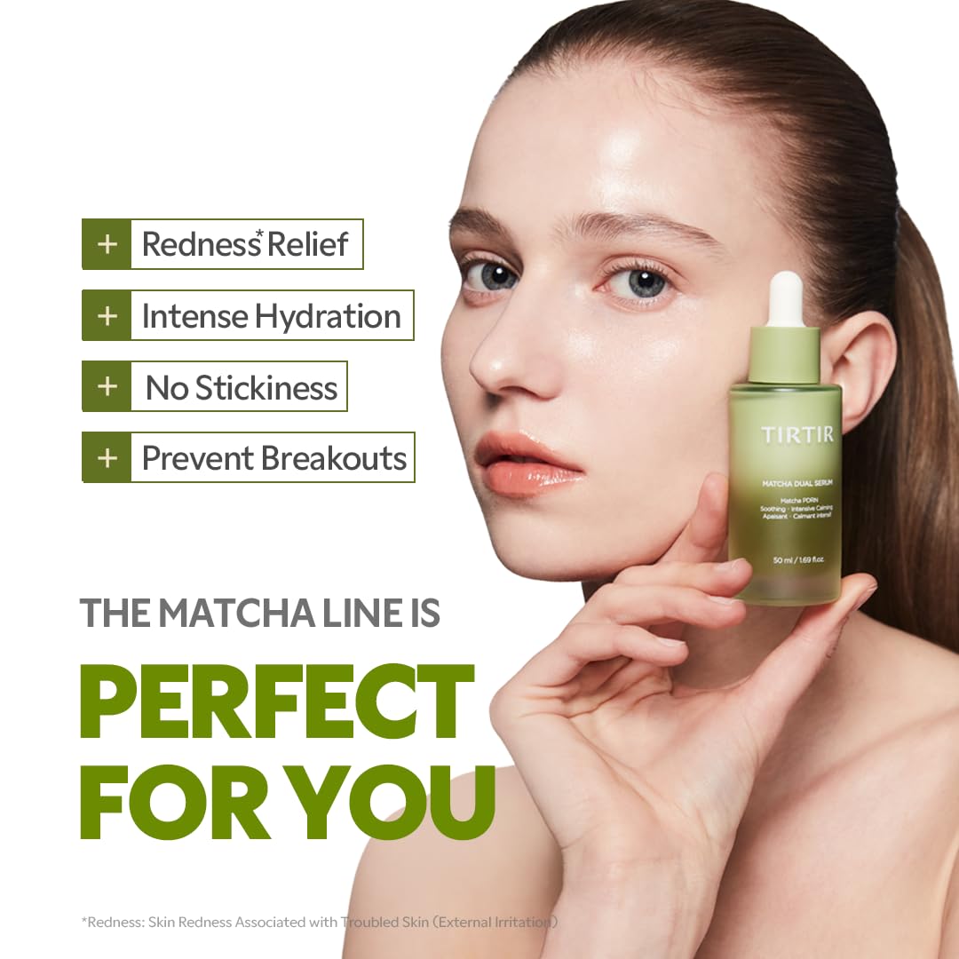 Matcha Dual PDRN Serum - Red Skin Relief & Glass Skin Glow | 20,000ppm Vegan Matcha, 5% Niacinamide, Hydrating Korean Face Serum for Sensitive & Acne-Prone Skin
