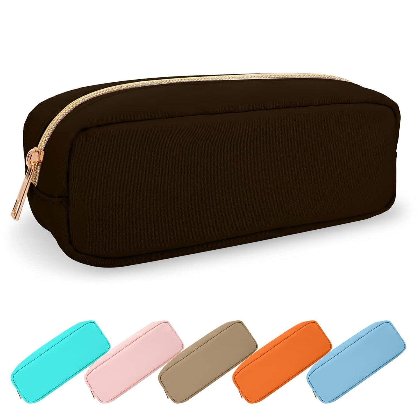 Waterproof Mini Floral Makeup Bag - Nylon Travel Pouch for Women | Cute Zipper Toiletry Organizer (Mini White-Flowers)