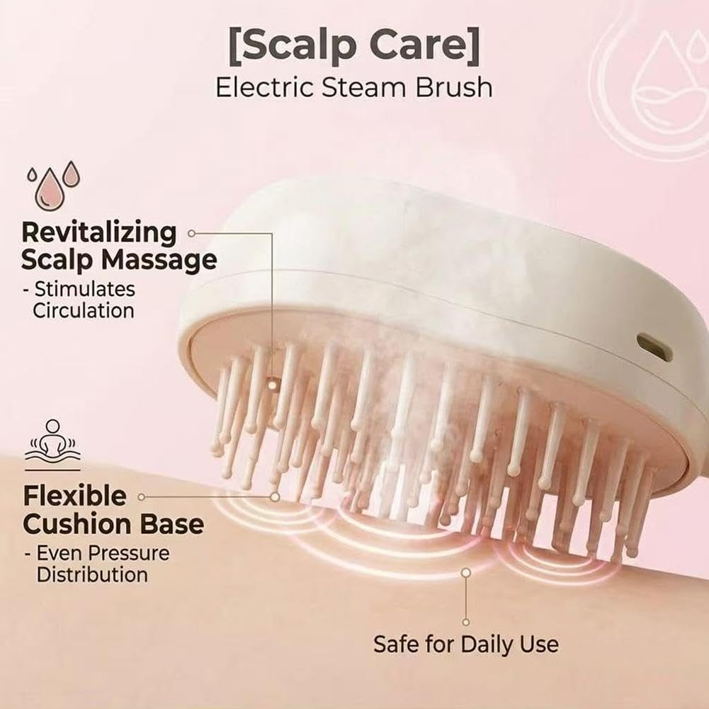 Electric Steam Hair Brush, Misting Hair Brush, Red Light Massage Comb, Rechargeable Air Cushion Spray Detangler for Frizzy Dry Damaged hair Care (pink)