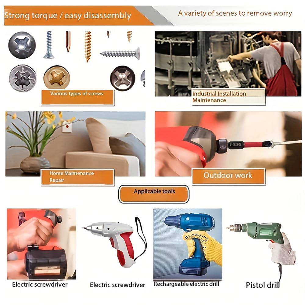 15pcs Non-Slip Anti-Impact Threaded Drill Bit Set, High Magnetic Electric Screwdriver Drill Kit - High Hardness, Durable, Non-Slip, Shockproof Magnetic Drill Bit
