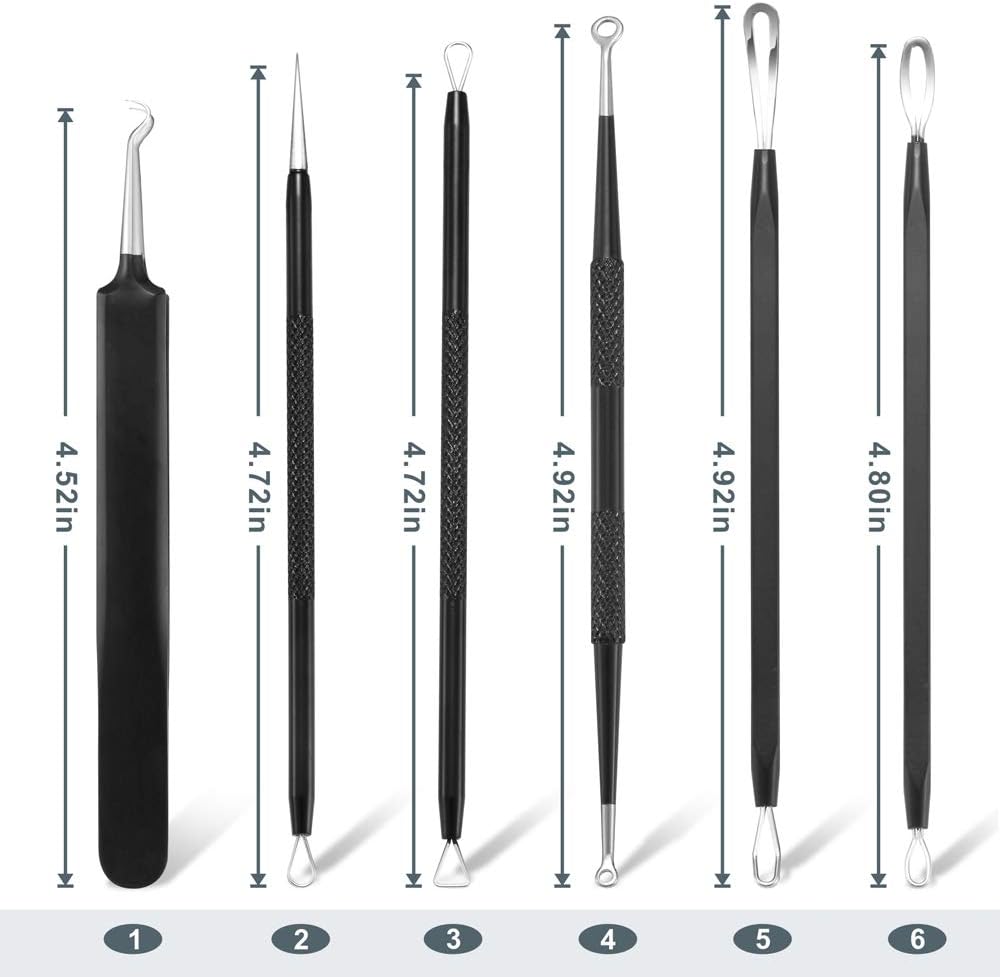 Blackhead Remover Tool Kit - 6-Piece Professional Stainless Steel Comedone Extractors