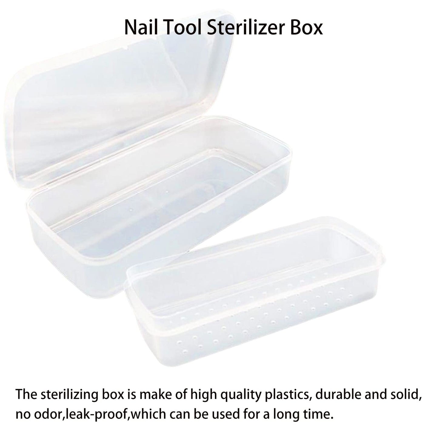 LXIANGN Nail Tool Sterilizer Box, Plastic Sterilization Tray for Tweezer, Nail Tools, Hair Salon, Eyelash Extensions, Nail Implement for Esthetician (Transparent)
