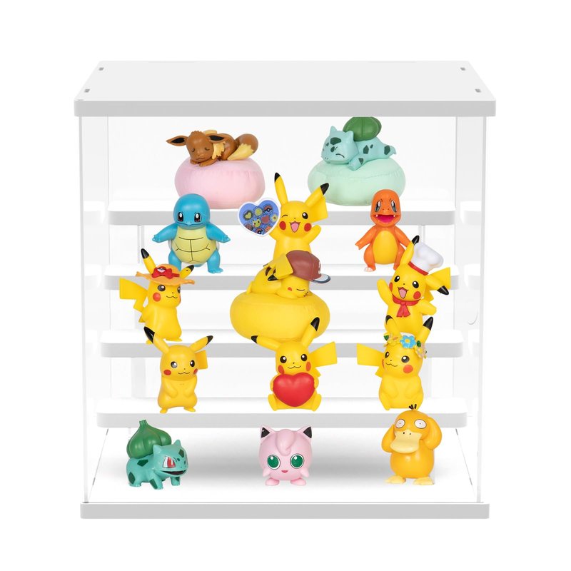 Nynelly Acrylic Display Case for Collectibles, 5 Tier Clear Display Box Stand with Door, Assemble Countertop Showcase Dustproof Storage Box for Minifigures, Funko Pop, Miniature, Hot Wheels,White