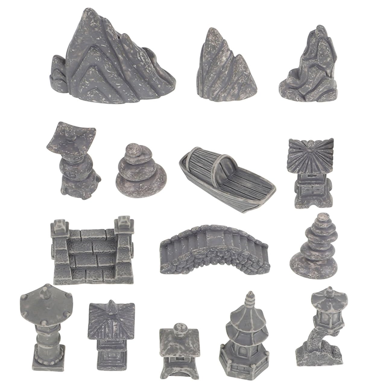 POPETPOP 13 Pcs Miniature Asian Decor, Mini Figurines Stone Pagoda, Japanese Lantern Style for Fish Tank Aquarium & Asian Garden Decor