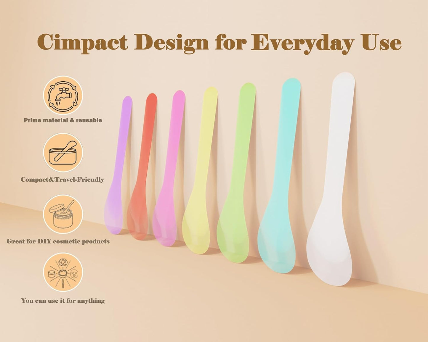 **Cosmetic Spatulas - 100 PCS Reusable Makeup Scoops in 7 Colors | Hygienic Mixing Tool for Face Masks & Skincare (4.88'' x 1.06'')**