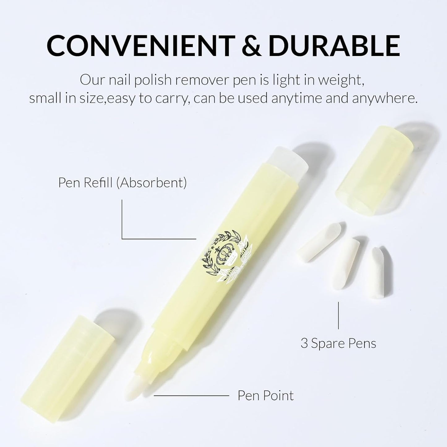 Nail Polish Remover Corrector Pen Set - 4pcs with 3 Cotton Tip Refills | Cuticle Cleaning Tool for DIY Manicure