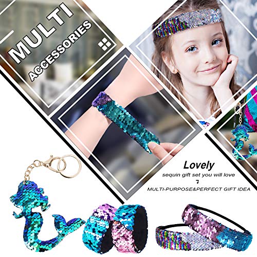 GA&EN Mermaid Reversible Sequin Drawstring Backpack - Blue/Violet Red
