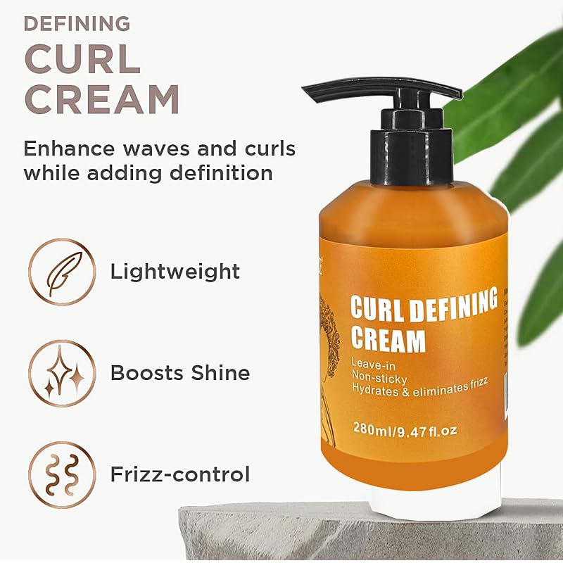 GZE Curl Defining Cream Leave-In Conditioner with Argan Oil - Non-Sticky Frizz Control for Natural Curly Hair