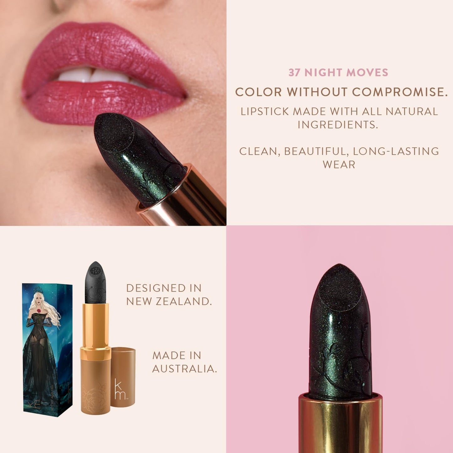 Karen Murrell Color Changing Lipstick - pH-Activated Natural Lip Tint for Healthy, Beautiful Lips | Night Moves