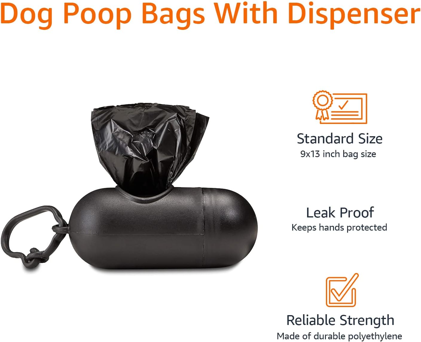 Dog Poop Bags - Leak Proof Waste Disposal Bags with Dispenser & Leash Clip | Unscented, 900 Count (60 Rolls)