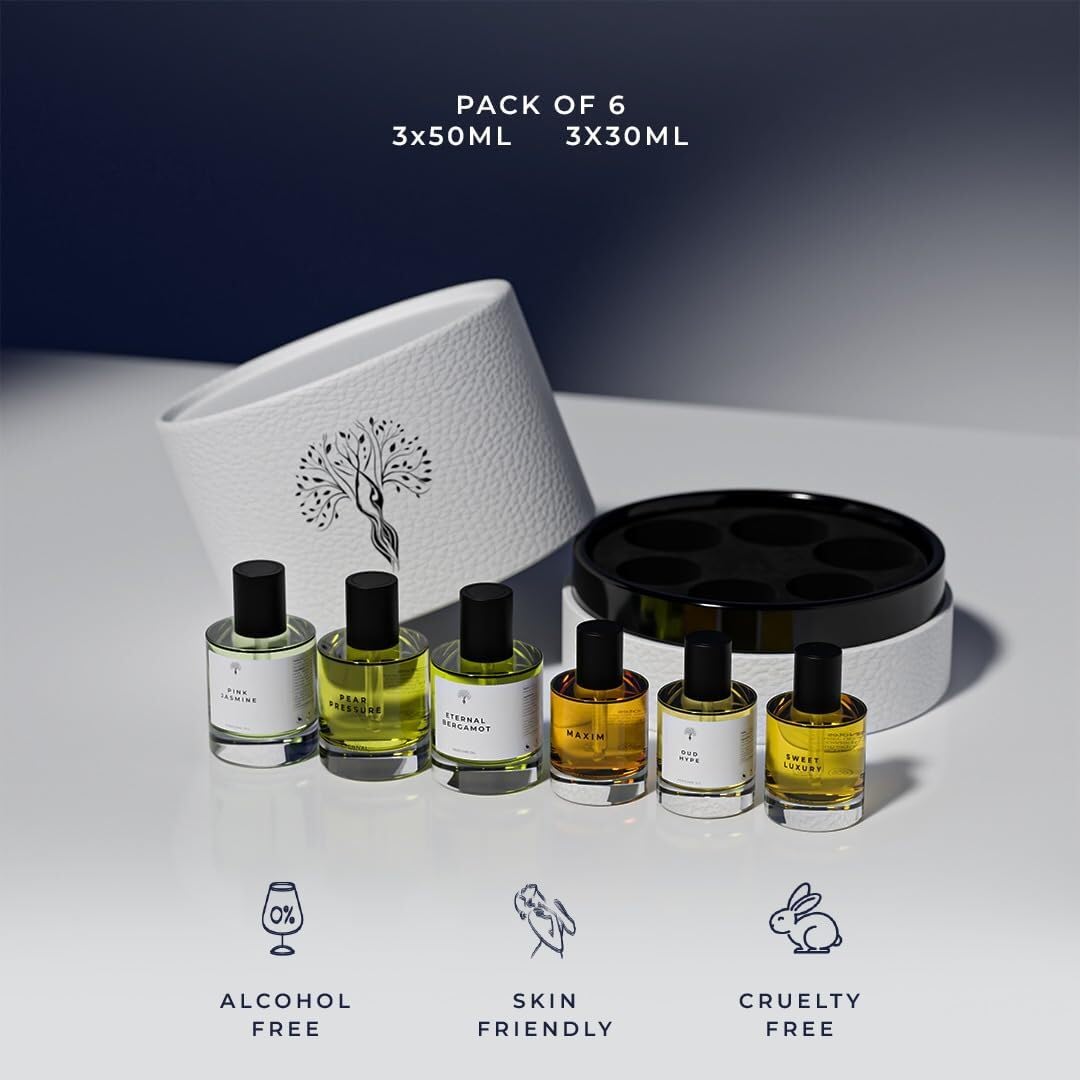 Eternal Perfume Oils Gift Set - 6 Exquisite Scents | Long-Lasting, Alcohol-Free Unisex Travel Size Perfumes