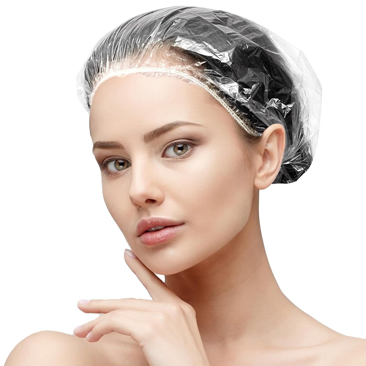 Larger Disposable Shower Caps - Thicker Waterproof Plastic Hair Caps for Women | Spa, Home, Travel Use - 100PCS