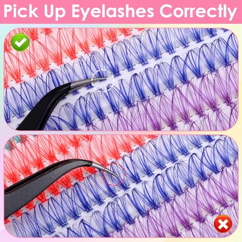 Wanmu Multicolor 240 Pcs Fairy Colored Lash Extensions Clusters 3D False Eyelashes DIY Kit
