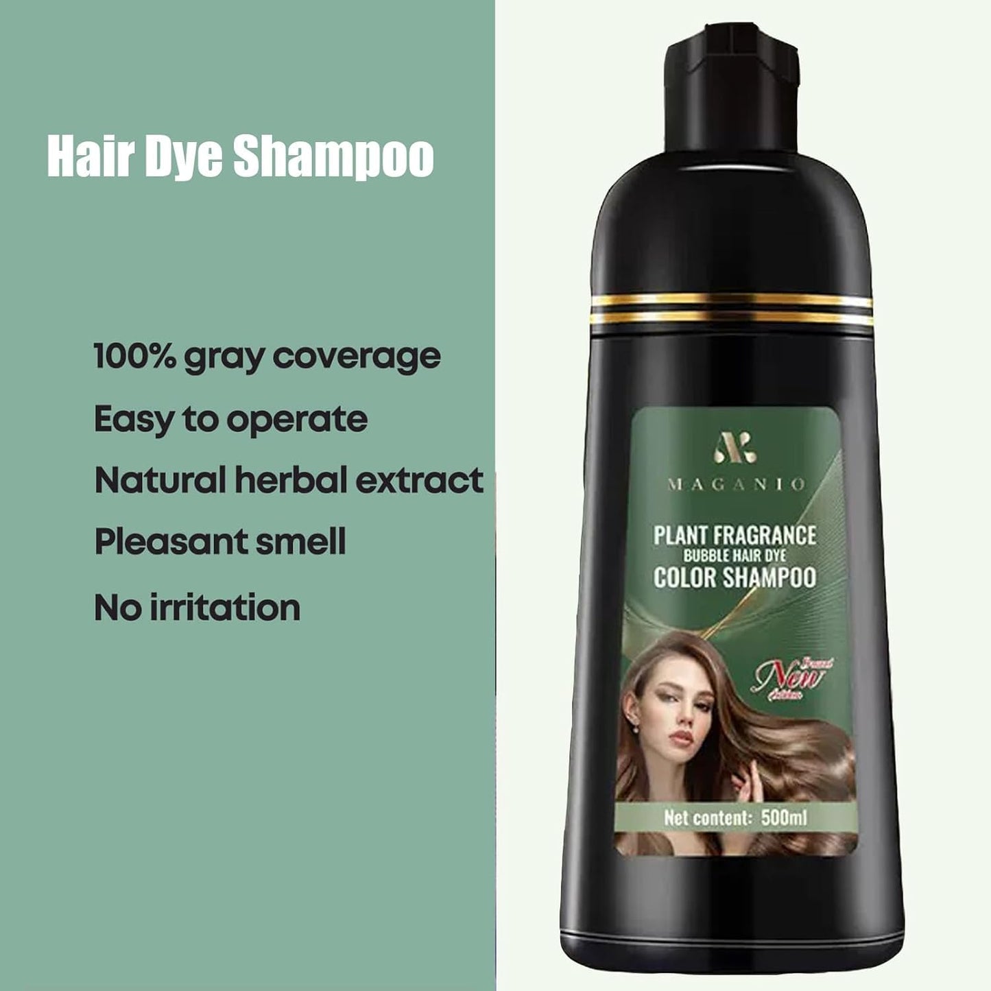Chestnut Brown Hair Dye Shampoo, Hair Color Shampoo 3 in 1 for Women Men Gray Hair Coverage with Herbal Ingredients
