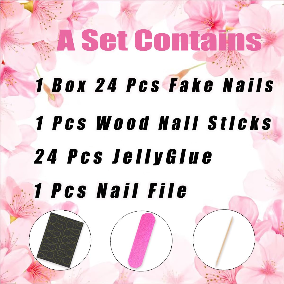 Summer Beach Press-On Nails Set - 24Pcs Medium Almond Floral Design with 3D Starfish & Seashell | Full Cover Ocean Manicure for Women