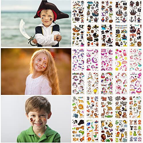 Habett 60 Sheets Kids Temporary Tattoos - Space, Dinosaurs & Animals
