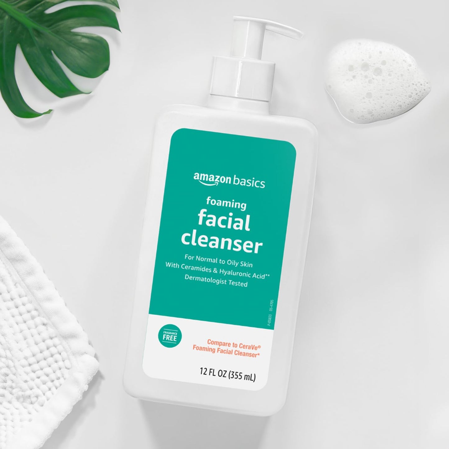 Foaming Facial Cleanser with Ceramides & Hyaluronic Acid - Gentle Daily Face Wash, 12 fl oz | Non-Comedogenic, Fragrance-Free