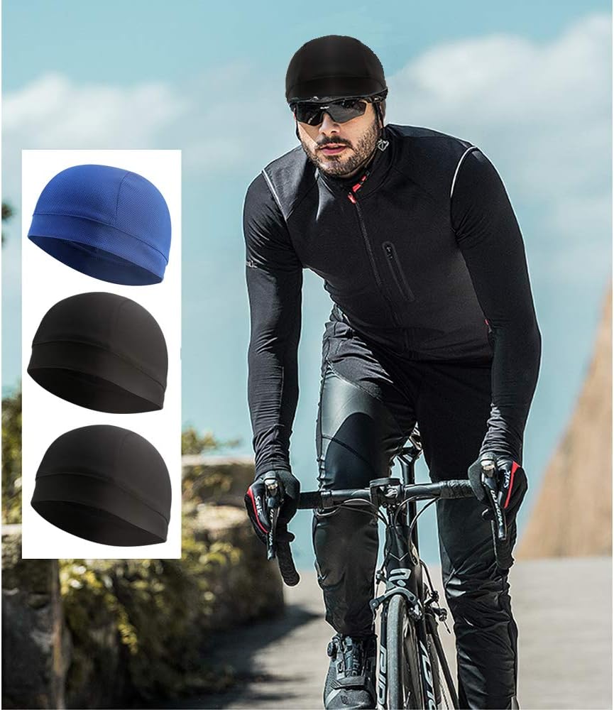 Cooling Skull Cap - 3 Pack Sweat-Wicking Helmet Liner for Cycling & Running | Unisex