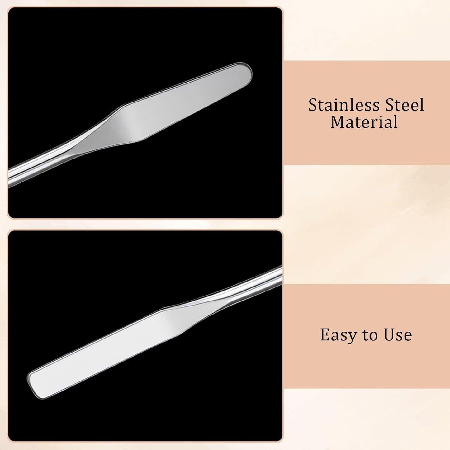 Foundation Spatula Set - 4PCS Stainless Steel Makeup Applicators for Mixing Creams & Skincare | Reusable Beauty Tools
