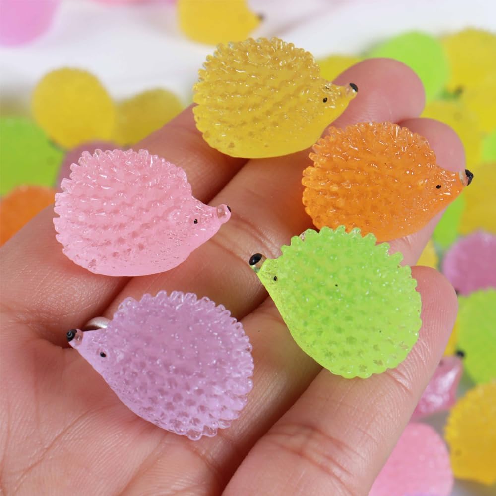 Mini Luminous Resin Hedgehogs - 36 PCS Tiny Figurines for Dollhouse & Micro Landscape Décor